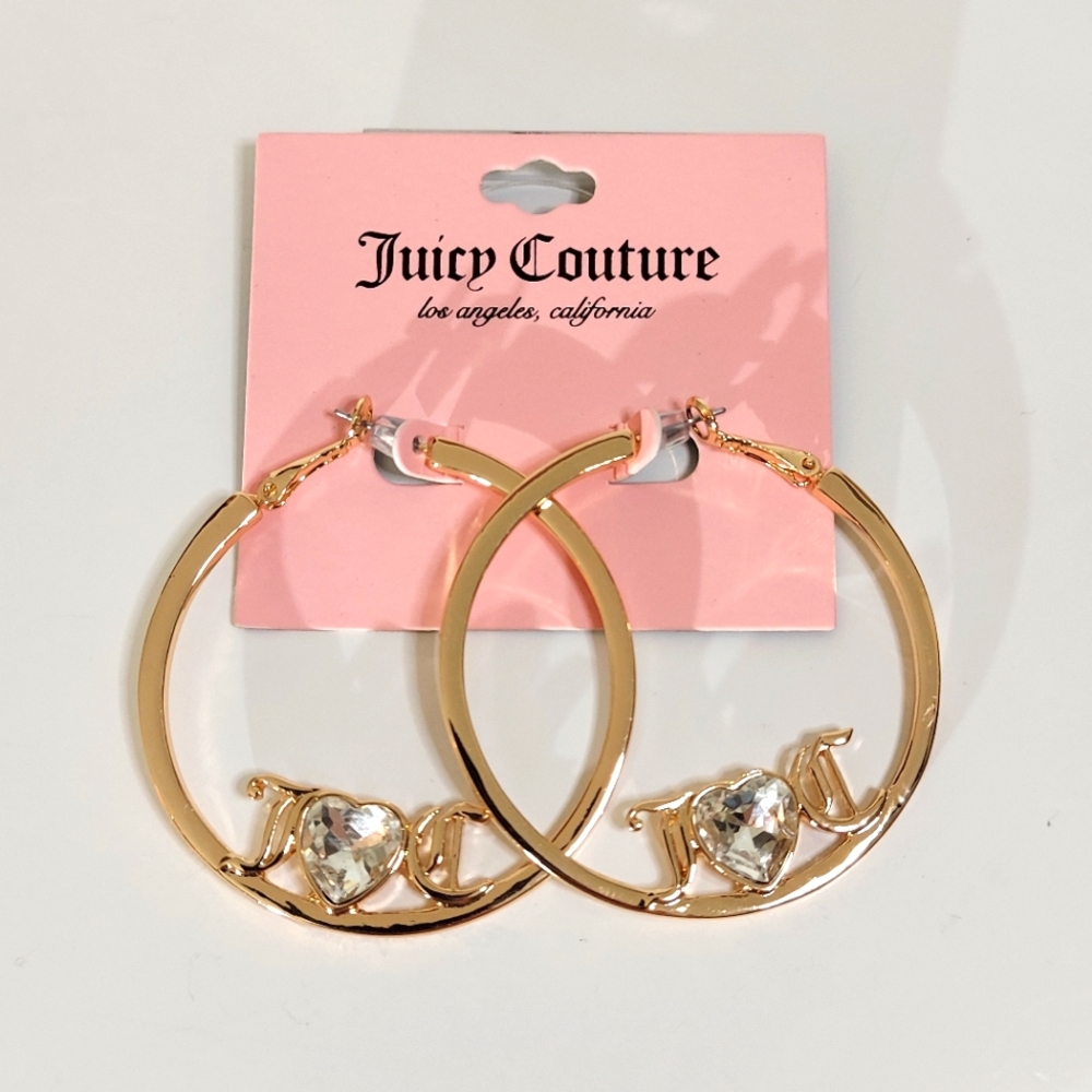 Juicy Couture Los Angeles California Gold Toned Initial Hoop Earrings